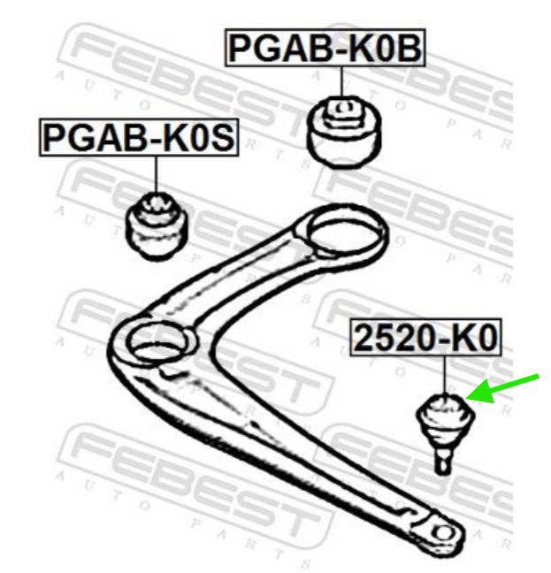 Front Left or Right Ball Joint FEBEST 2520-K0