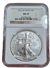 2012 W Burnished Silver Eagle NGC MS70