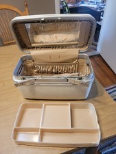Vintage Samsonite Profile Damski futerał na pociąg, lustro, zamek, klucze i taca na makijaż