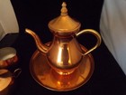 ODI solid copper coffee pot  cream, sugar & tray set made in Portugal — photo 7