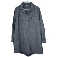 Levi’s Pinstripe Chambray Shift Dress, Gray/White, Women’s Size XXL