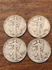 Walking Liberty Half Dollars 1942, 43, 44 & 45 90% Silver US Coins Lot Of 4