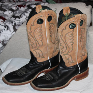 Stivali Western Justin Boots Caddo In Pelle Marrone, Punta Quadrata, Uomo, Larga E