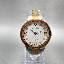 Bulova Accutron Watch Women 31mm White Dial Two Tone Small Seconds Round New Bat