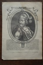 LOTHAIRE (941-986). PORTRAIT ENGRAVING 1714 KING OF FRANCE. LARMESSIN