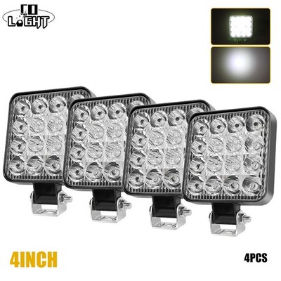 4X LED Arbeitsscheinwerfer 12V Spot Quadrat Offroad Zusatzlicht LKW Traktor Auto