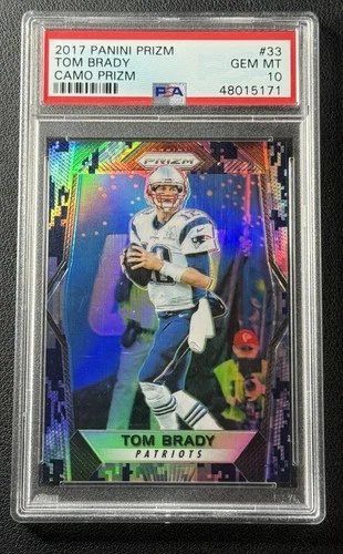 POP 4 TOM BRADY PSA 10 2017 PANINI PRIZM #33 CAMO PRIZM 19/25 PATRIOTS GEM MINT