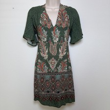 Farm Rio Women Mini Dress Small Green Paisley Print Resort Beach Vacation