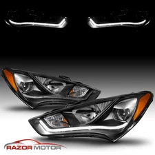 [HID Model+LED Bar]For 2013 2014 2015 Hyundai Genesis Coupe Black Headlights Set