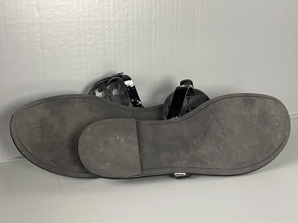 Tory Burch Sandals Womens Size 11 Black Patent Miller Jelly Thong Logo Flip Flop - Image 4 of 4