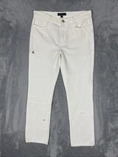 Lauren Ralph Lauren Jeans Women's 10 Ivory Straight 'Patched' Stitched Preppy