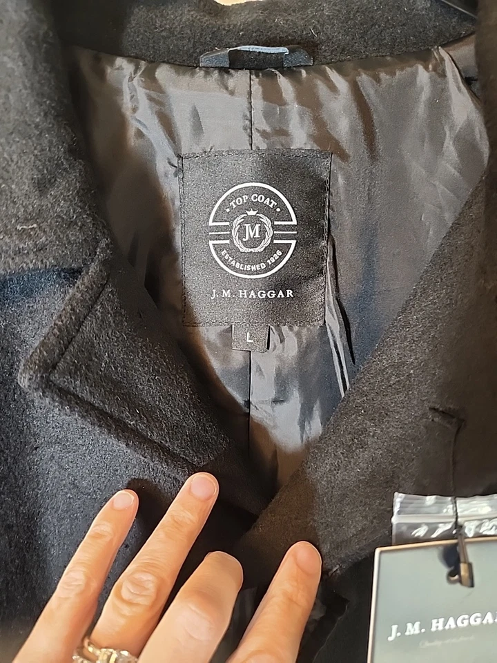 Jaqueta Top Coat Masculina Premium Nova Com Etiqueta JM Haggar Preta Tamanho G - Imagem 2 de 4