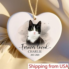 Cat Memorial Ornament, Forever Loved, Custom Pet Photo Ornament, Cat Christma...