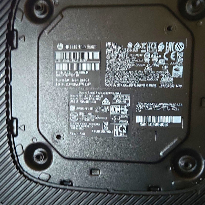 HP t640 Thin Client AMd 1.45GHz Ethernet USB 3.0/2.0. No Power Cord