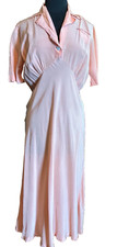 Vintage 1940S Lounge Gown Night Dress Pink/Peachy Bias Cut Size Med For Template