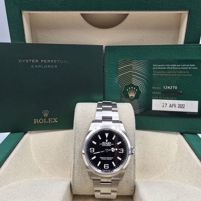2022 PAPERS Rolex Explorer Black Dial Stainless Steel 36mm Watch 124270 BOX