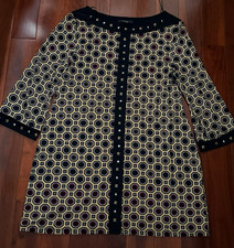Style & Co Geometric Print Stud Accent Knit Dress Size Large Black Maroon Yellow