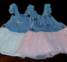 2 Pcs Oshkosh Bgosh Girls 12M Denim Overall Skirt Unicorn Pink Sparkle  Stars