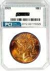 1923  Peace Dollar Gem BU ++++ Outstanding Rainbow Color Toned