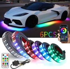 6pcs Underglow Kit Double Row RGB LED Strip Lights For Chevy Corvette C8 C7 C6