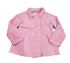 Osh Kosh Girls Pink Lightweight Ruffle Button Double Breast Jacket Pea Coat 6 6X