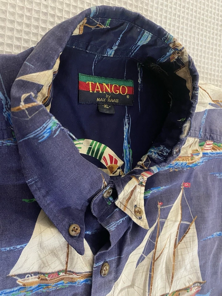 Tango by Max Raab Sail Boat All Over Print Shirt Men’s Size XL Button Up Polo - Image 2 of 4