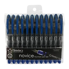 Thornton's Office Supplies Novice Disposable Fountain Pens, Medium Point, Blue I