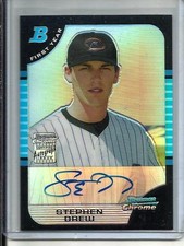 Stephen Drew 2005 Bowman Chrome Refractor Autograph RC #114/500