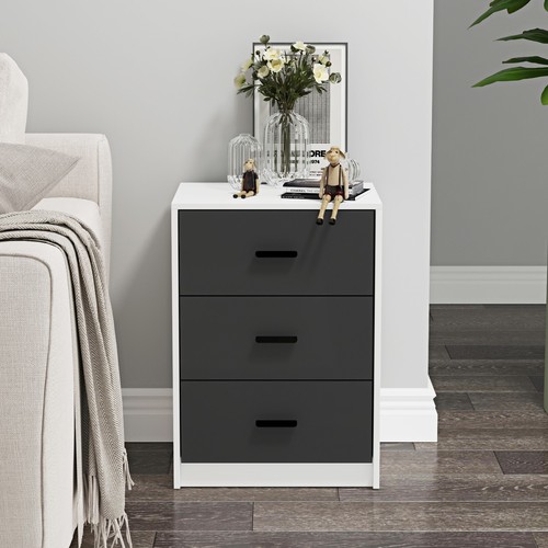 3 Drawer Wooden Bedroom Bedside Cabinet Furniture Storage Nightstand Side Table - Picture 5 of 130