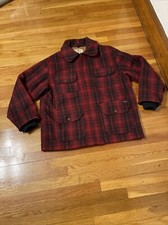 VTG Woolrich Wool Mackinaw Cruiser Jacket Red Cruiser Men Large Hunting Buffalo