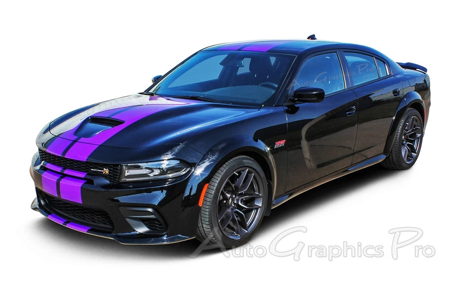 Se adapta a Dodge Charger 2015-2023 carrocería ancha rayas calcomanías gráficas SRT Hellcat Foto 3 de 4