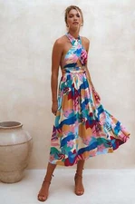 Bali ELF Glowing Hera Infinity Convertible Midi Summer Dress - Havana