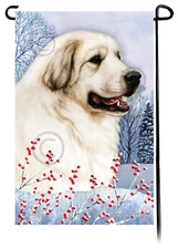 Great Pyrenees Winter Berries Garden Flag