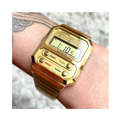 チープCASIO A100WEG-9A ゴールド腕時計 Amazon.co.jp: CASIO カシオ