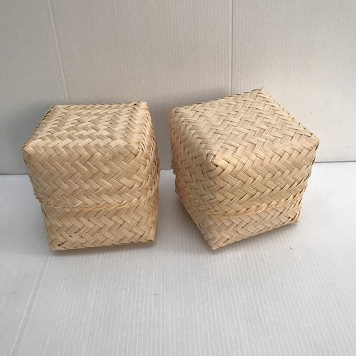 Vintage Thai Handicraft Kratip Sticky Rice Small Bamboo Serving Basket Size3"X3" - Picture 30 of 96