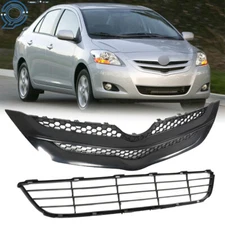 Front Bumper Upper&Lower Grille Assembly Set For Toyota Yaris Sedan 2007 2008