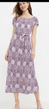 Maxi Dress By Loft On/off Shoulder Maroon/ White Size M