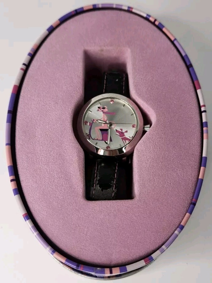 Pink Panther 40th Anniversary Watch NEW w/Tin and Box READ Pink Panther 40th Anniversary Watch NEW w/Tin and Box READ
