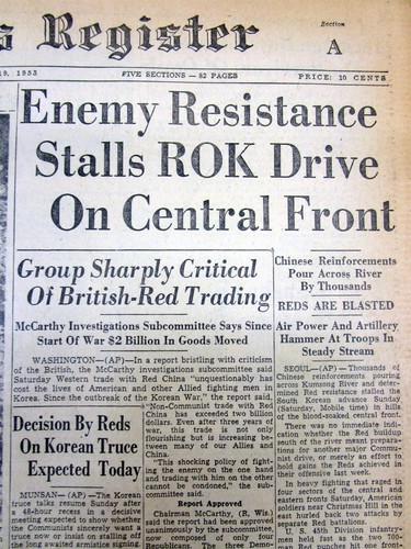 July 19, 1953 newspaper w THE LAST MAJOR BATTLE of the KOREAN WAR Kumsong River - 第 4/6 張圖片