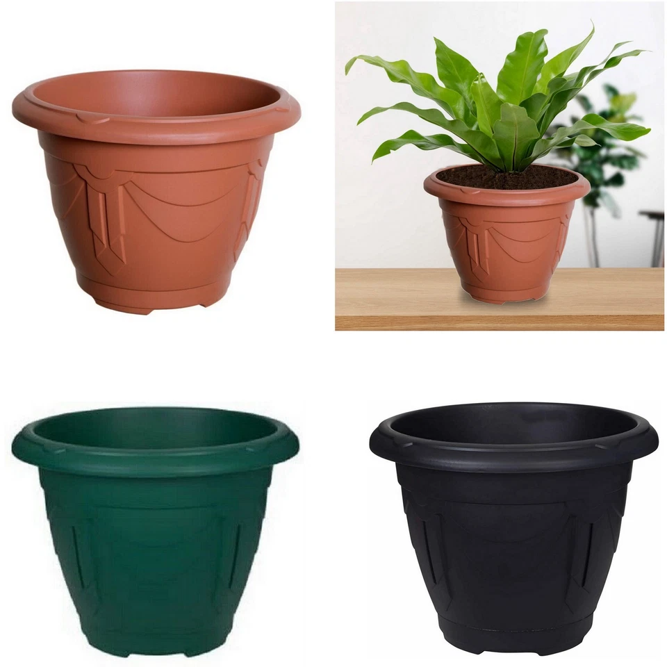 ROUND VENETIAN PLANTER PLANT POT FLOWER PLASTIC PLANT HERB GARDEN GROW CONTAINER