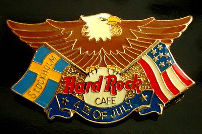 HRC Hard Rock Cafe Stockholm 4th July 1999 Logo Flag Eagle LE300