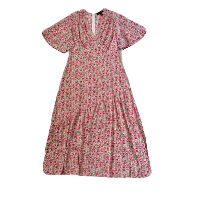 QED LONDON Women s Dress Size 10 Pink Floral Maxi Short Sleeve
