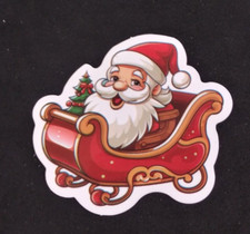 Santa In His Sleigh Christmas Sticker 2.25" x 2.58" AS 