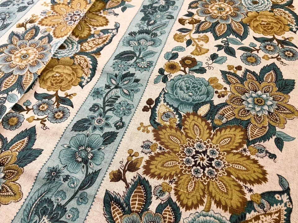 Waverly 20 yardas OLD SAYBROOKE Aqua Floral Mezcla de Lino Tela Decoración del Hogar (OC) Foto 2 de 4