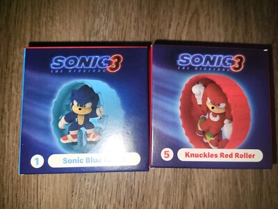NIB 2024 McDonalds Sonic 3 Happy Meal # 1 & 5  Blue Knuckles RED Roller Lot Of 2