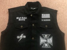 Black Label Society Bls U.s. Flag Patch Girls Denim Cut-off Waistcoat Vest 6-20