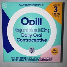 Opill Daily Oral Contraceptive 0.075mg 3 Month 84 NorgestrelTablets EXP 12/2025