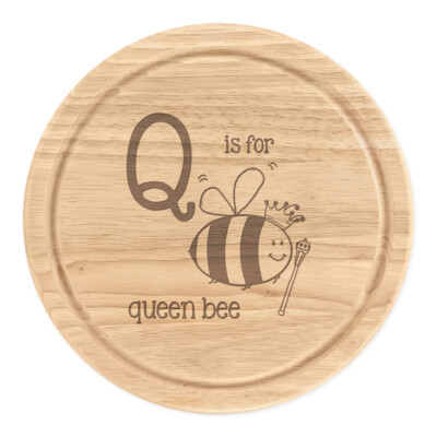 Buchstabe Q steht für Bienenkönigin rundes Käsebrett Alphabet