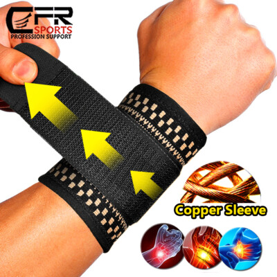 Copper Infused Wrist Brace - Compression Support For Carpal Tunnel Gym & Work