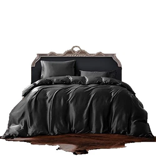 黑色 100% 真丝被套套装